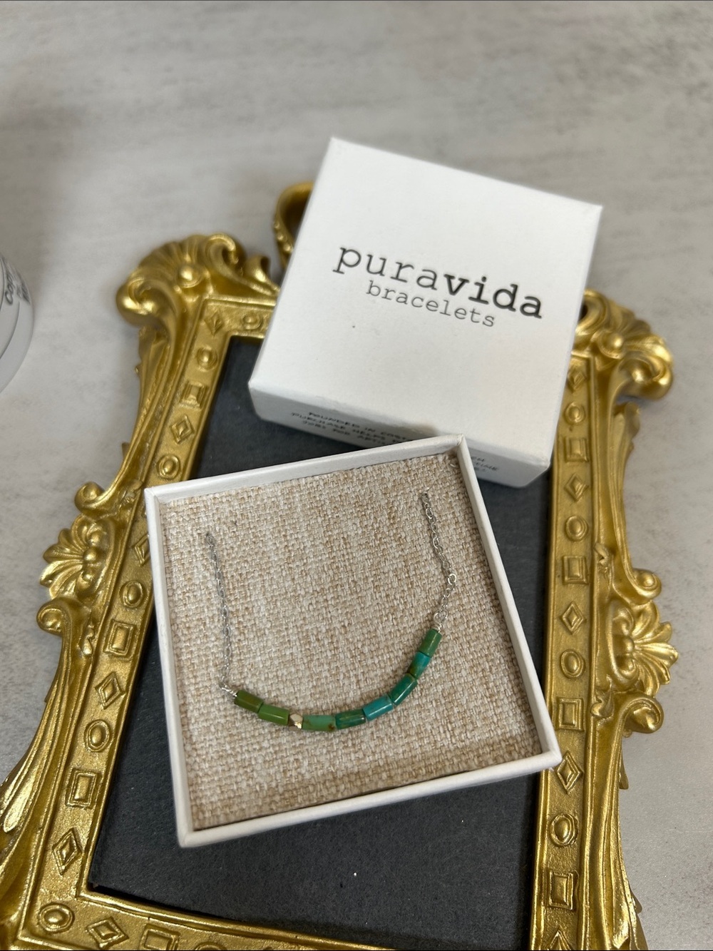 Pura Vida Green Beaded Bar Necklace - Green Gemstone Accents